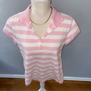 Liz Claiborne Pink and White Striped Button Down Shirt